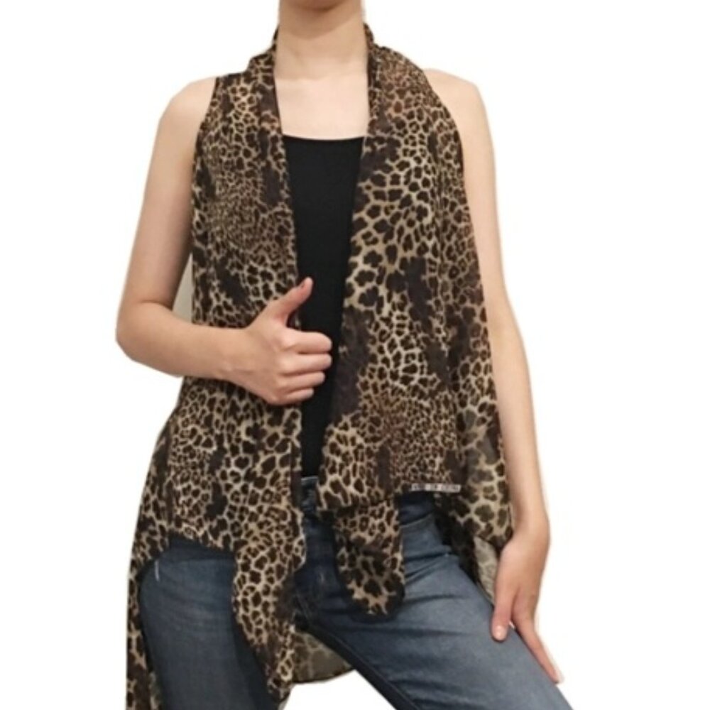 Leopard Print Open Vest Kimono